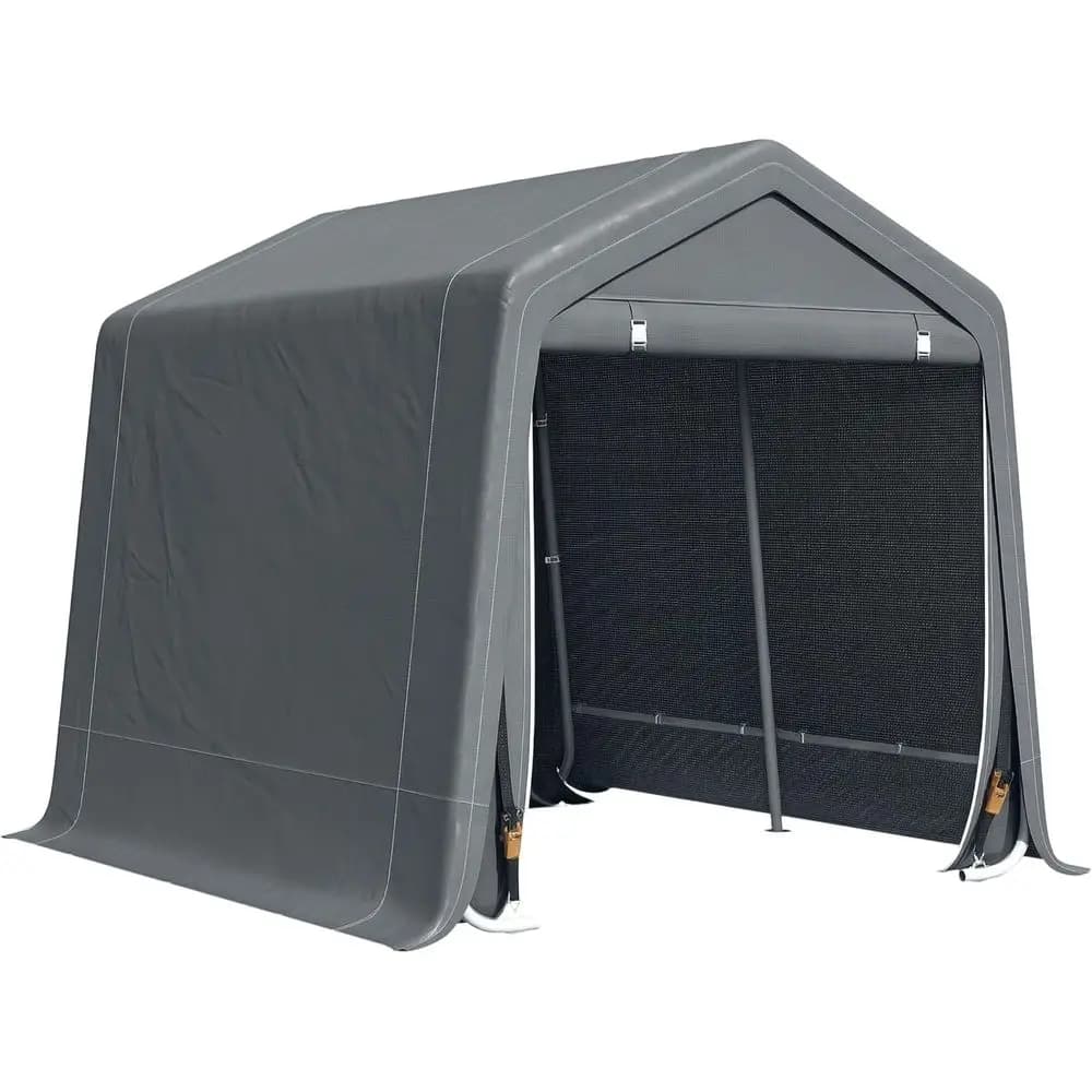 Tenda Garage Portatile 9x8ft, Riparo Resistente per Stoccaggio, Copertura in PE Protetta dai Raggi UV, Ideale per Auto, Moto e Attrezzi da Esterno