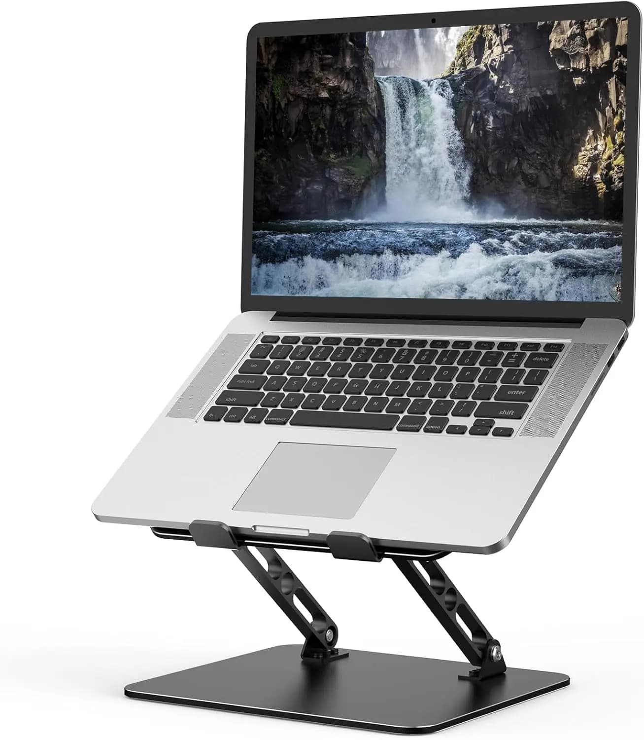 Supporto Regolabile per Laptop da Scrivania, Rialzo Pieghevole in Metallo, Porta Notebook Portatile, Ventilato per Laptop da 10-15.6 Pollici