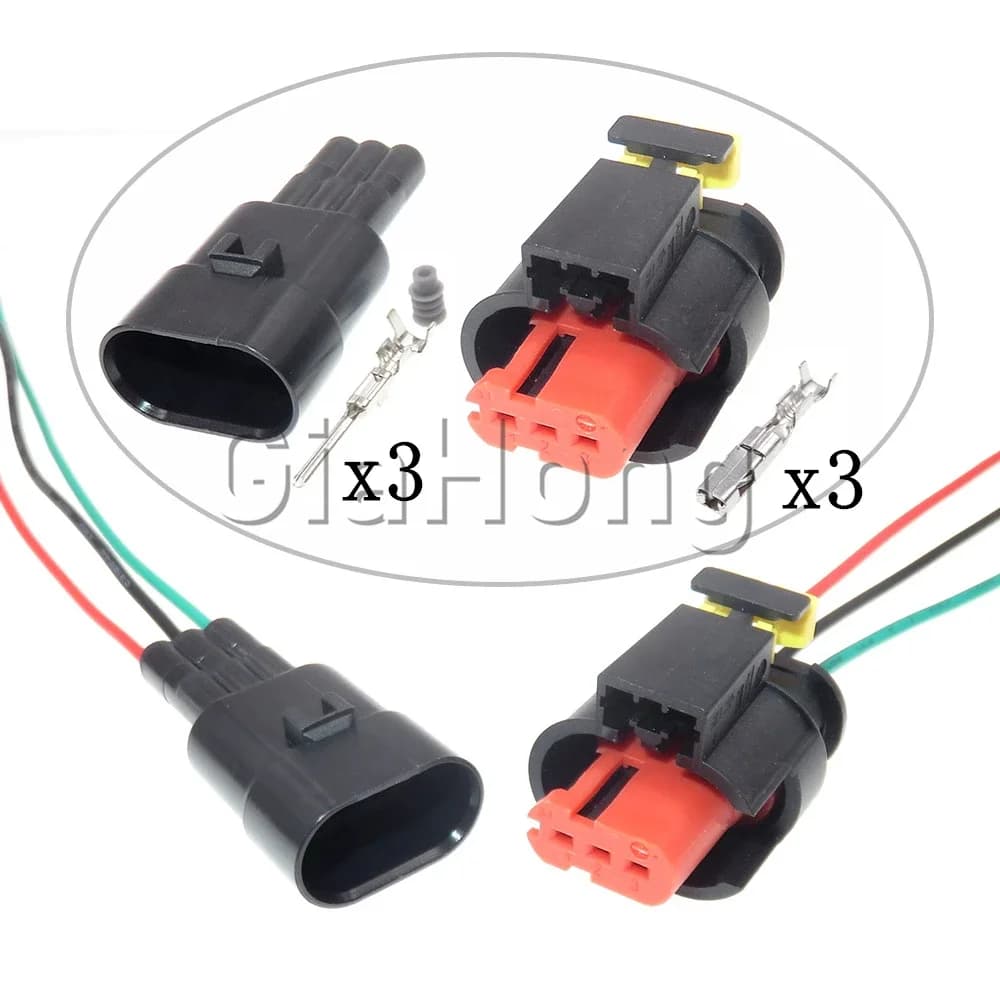 Set 1 Connettore Sigillato a 3 Vie 284425-1 per Bobina di Accensione Auto ad Alta Tensione, Connettore per Cablaggio Auto 284426-1