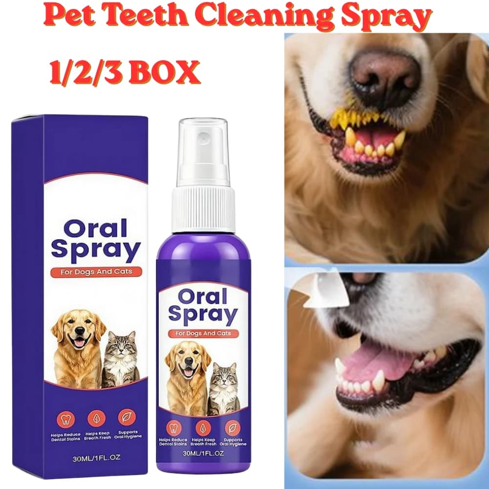 Pet Teeth Cleaning Spray Fresh Breath System Reduces Stains Keep Fresh Breath for Cats and Dogs Whitening Remove bad breath