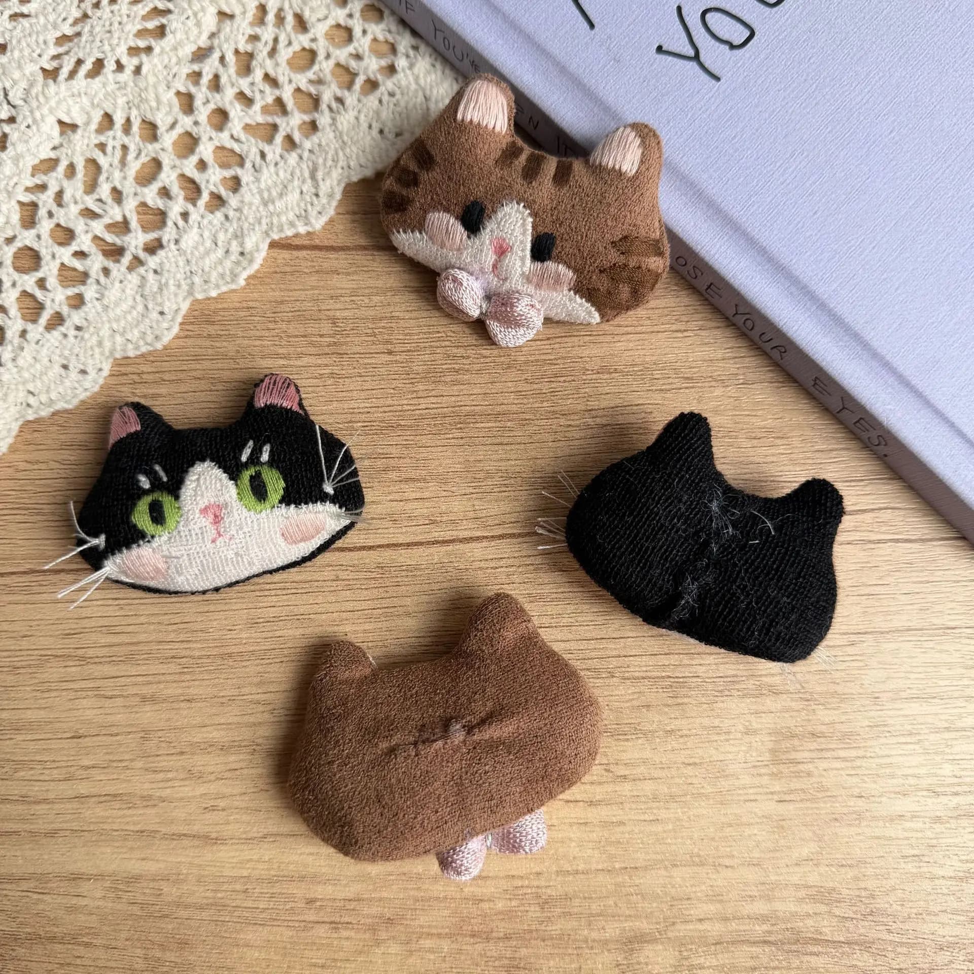 Premium Stuffed Cotton Cat Head DIY Craft Kit for Hair Bow Bag Shoe Embellishment 3D Kawaii Sewing Accessory