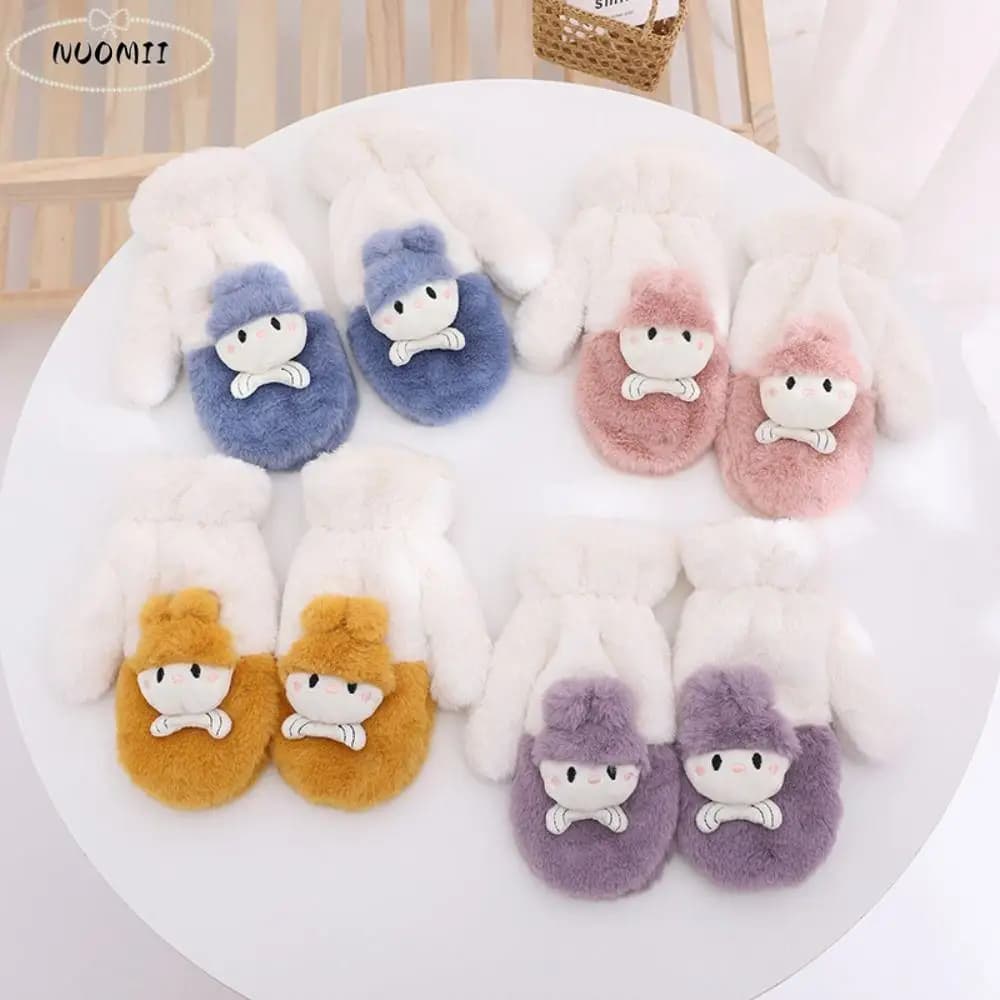 Guanti touch screen Cartoon Cat Halter Guanti in peluche stile coreano Guanti a dita intere Guanti da ciclismo Guanti da guida caldi da ciclismo Autunno
