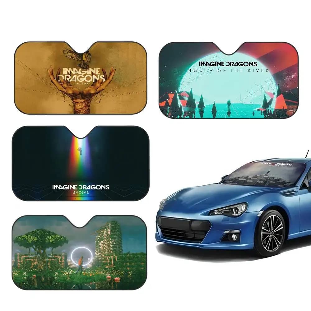 Pop Rock Band I-Imagine D-Dragons Car Windshield Sun Shade Foldable Car Front Covers Car Sunshade For Car Accessories Blocks