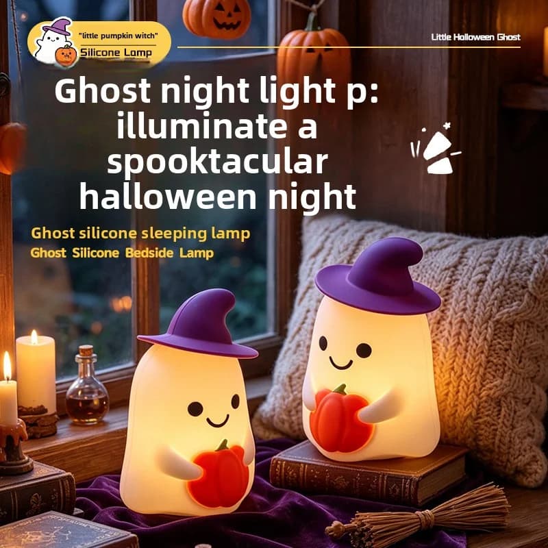Halloween Ghost Pumpkin Nightlight Atmosphere Doll Bedside Lamp Rechargeable Creative Gift Sleeping Companion Gift