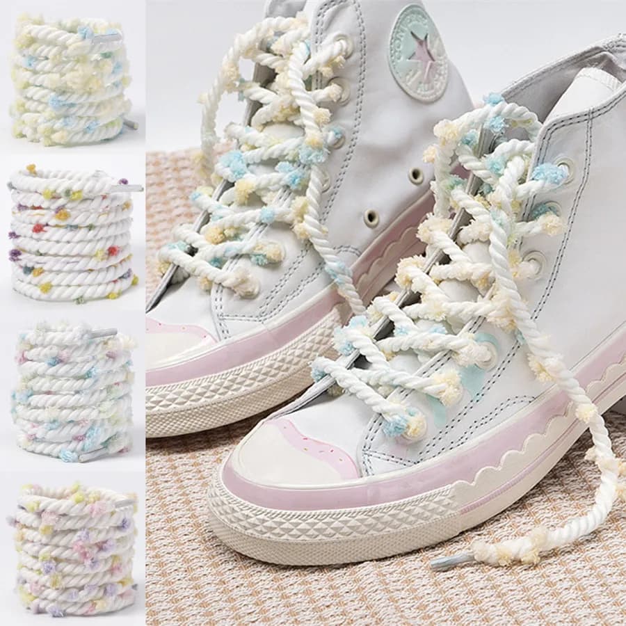 1 paio di lacci colorati con Dopamine colorati lacci per capelli bianchi Casual scarpe di tela da basket sandali sportivi fai da te pantofole scarpe