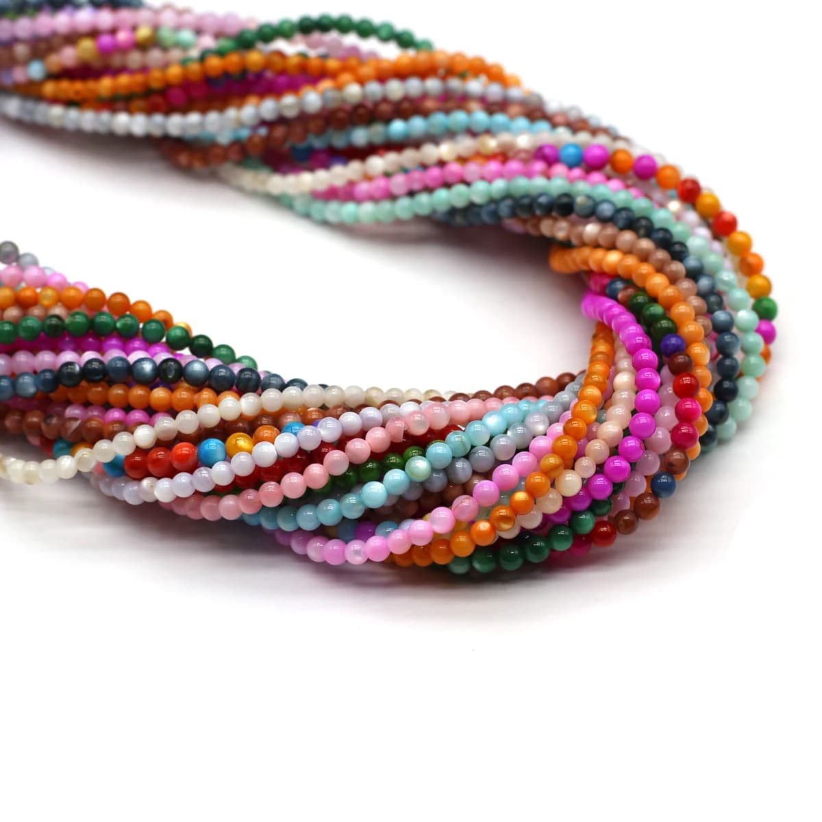 Perline di Conchiglia Naturale da 38 cm, Perline Rotonde Piccole da 3 mm Tinte e Sciolte per Creazione Gioielli, Forniture Fai da Te, Accessori per Collane e Bracciali