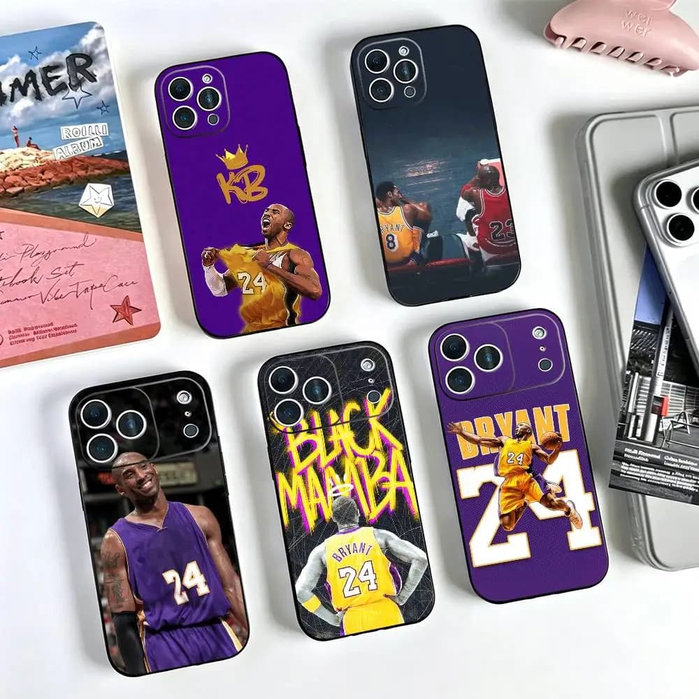Basketball Fan K-Kobe B-Bryant Phone Case For iPhone 17, 16,15,14,13,12,11 Plus,Pro Max, Others Silicone Black Cover