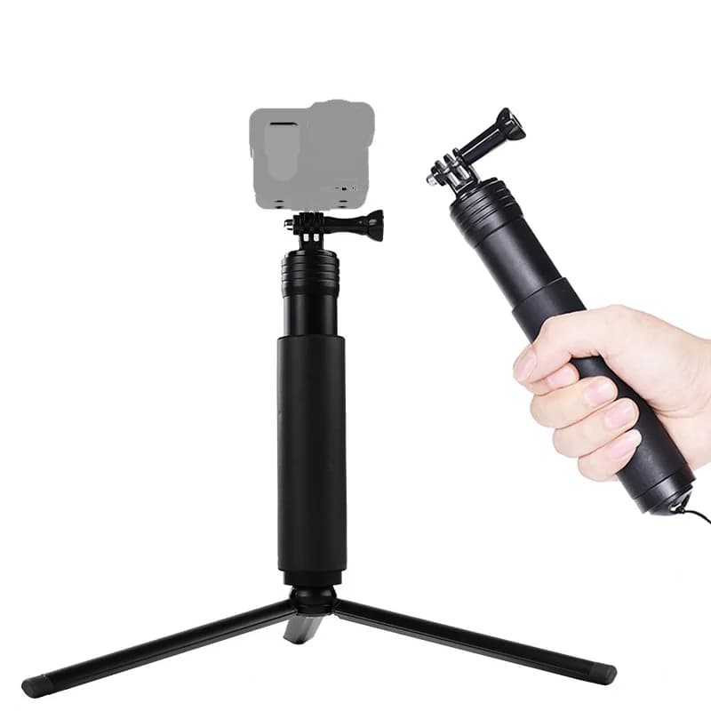 Maniglia in lega di alluminio supporto per tubo monopiede Selfie Stick Stand con Mini treppiede per Gopro Hero DJI OSMO SJcam fotocamere telefoni
