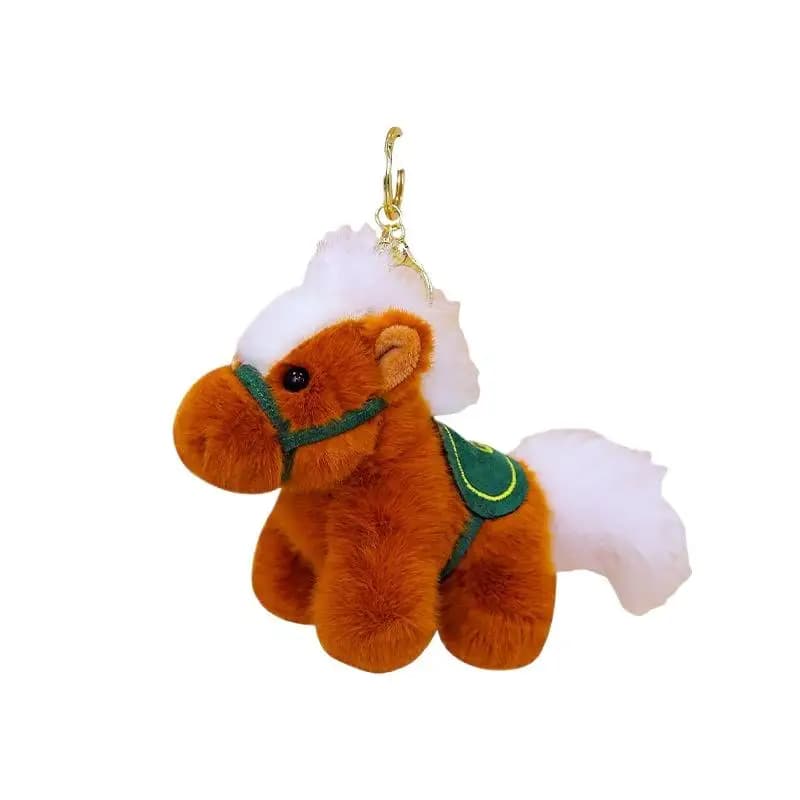 New Cute Zodiac Horse Plush Keychain Kawaii Stuffed Doll Bag Pendant Backpack Hanging Decor New Year Gift