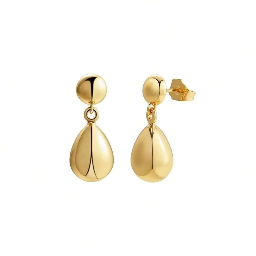 Gold/Silver Teardrop Leverback Earrings, 18K Gold Plated, Hypoallergenic, Teardrop Leverback Pendant Earrings, Earrings For Wom