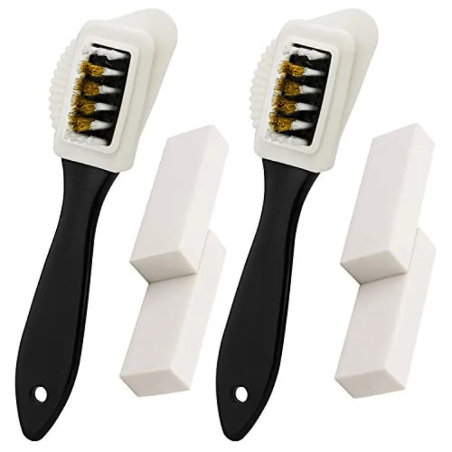 2 set di spazzole in pelle scamosciata e nabuk 2 pezzi di spazzole a 4 vie + 4 gomme Kit detergente per scarpe premium