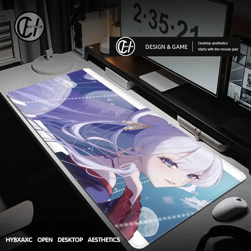 HYBXAXC Nuovo Tappetino per Mouse Anime Cosmic Princess Kaguya, Tappetino Kawaii per Ragazze Yachiyo Runami, Grande Tappetino da Gioco per PC, Tastiera e Scrivania