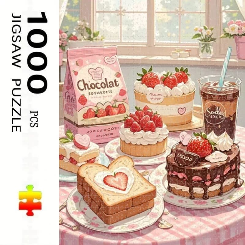 Jigsaw Puzzles 1000 Pieces Strawberry Cake Adults Puzzle Home Decor Adults Puzzle Games Family Fun Floor Puzzles Educational
