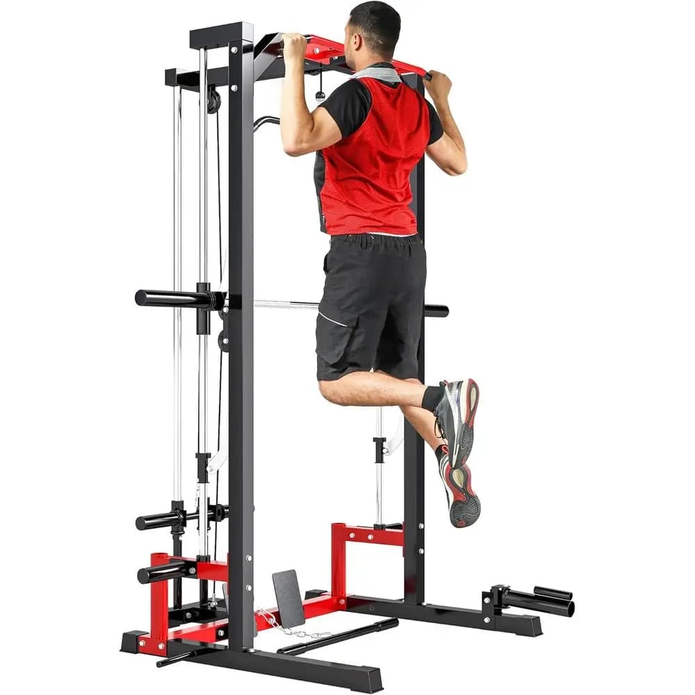 Versatile Palestra Domestica con Barra per Trazioni, Lat Pulldown, Squat Rack e Porta Piastre