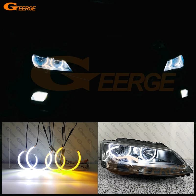 For Volkswagen VW Jetta Sagitar A6 MK6 IV 162 163 2011 - 2019 Ultra Bright Daylight LED Direction Indicators Angel Eyes Kit Halo Rings