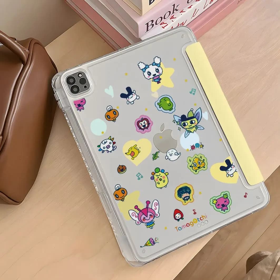 Custodia a piega a Y con design a cartone animato per iPad Air 11, Cover per iPad Pro 11, 10.9in, 12.9 M2, M3, M4, Mini 7, compatibile con iPad 10a, 11a generazione, A16, 9a generazione, con porta matita