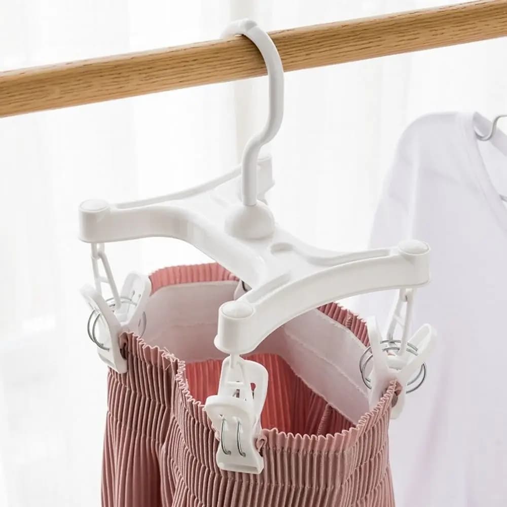 360 ° Appendiabiti Girevole a H per Pantaloni, Salvaspazio, Antivento, con Clip, per Asciugatura Rapida