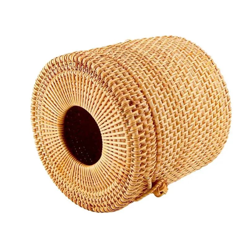 A76I-Rattan Tissue Box Toilet Paper Cover Wicker Decorative Holders With Lid For Storage Single Roll And Tissues In Bathroom