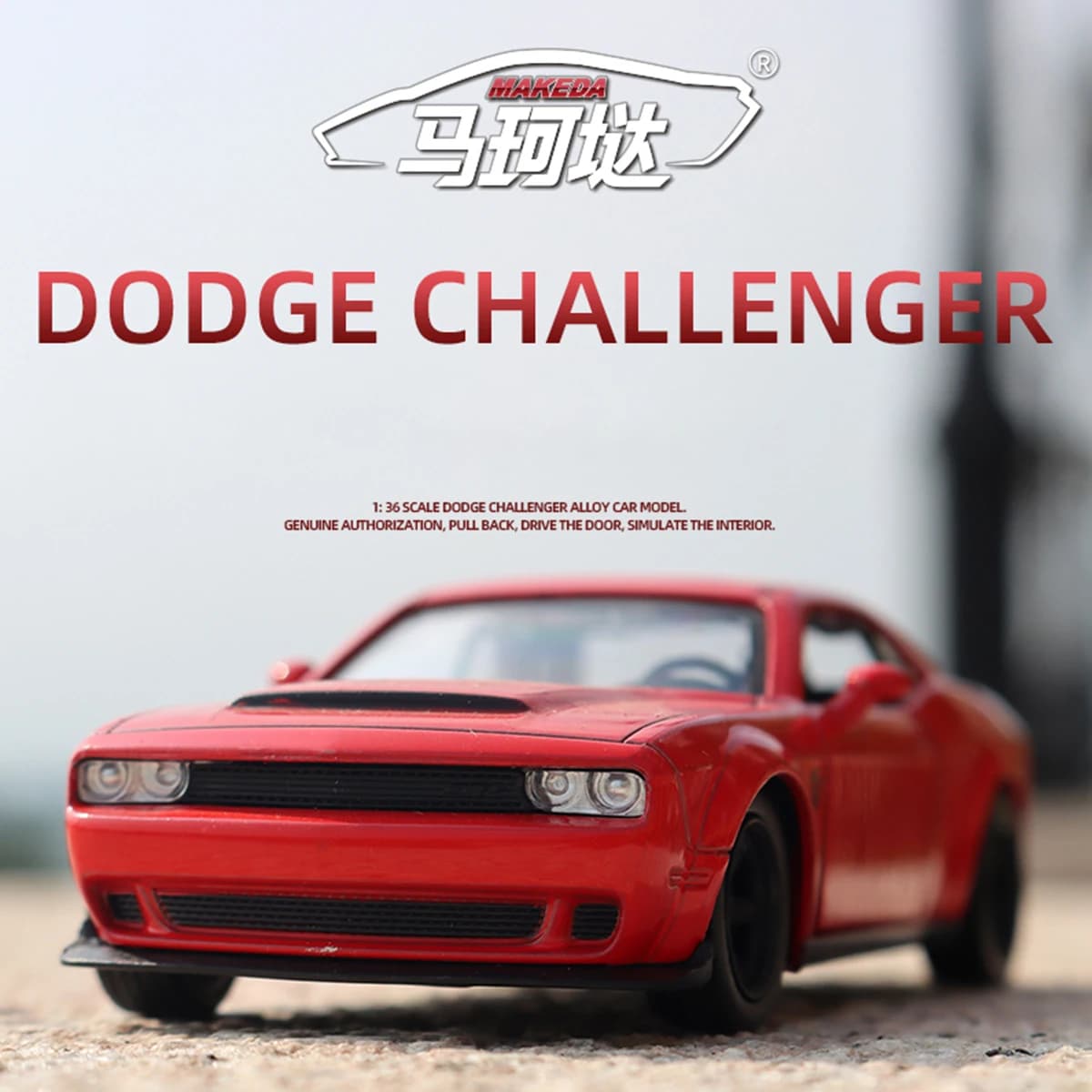Modellino Auto Sportiva Dodge Challenger SRT Demon 1:36 in Lega Pressofusa con Funzione Pull-Back, Giocattolo per Bambini, Regalo, Collezione, Modellino da Esposizione