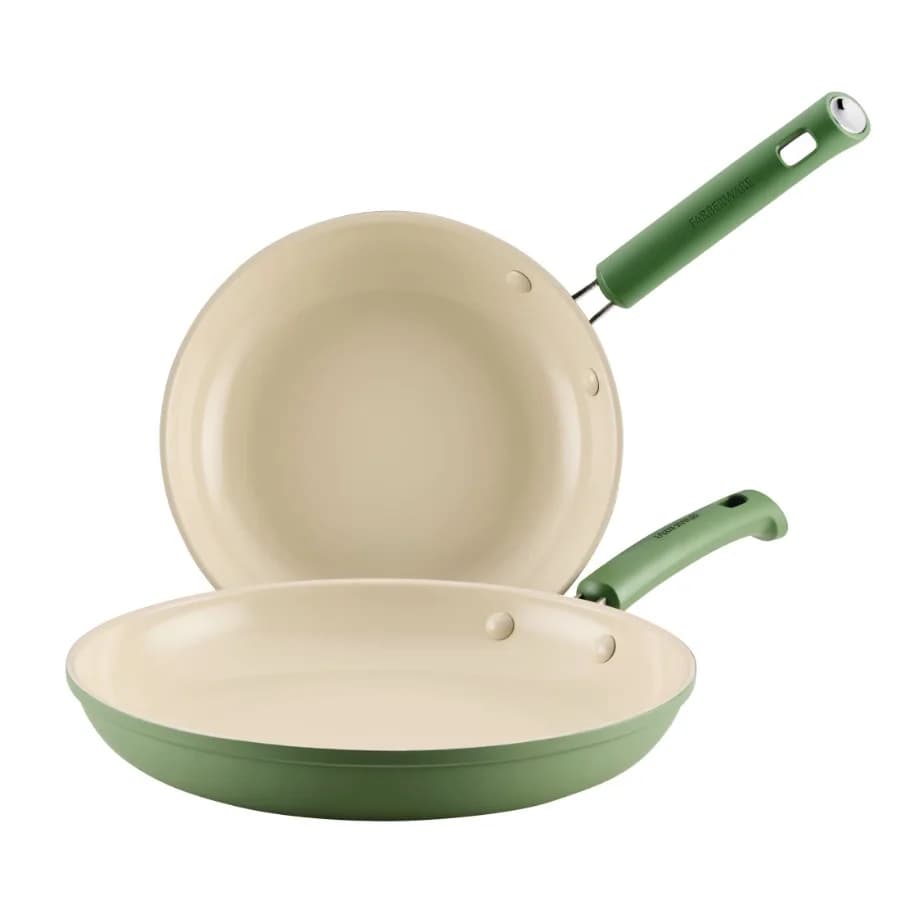 TrueCook 2pc Frying Pan Set Dishwasher and Oven Safe Matte Olive