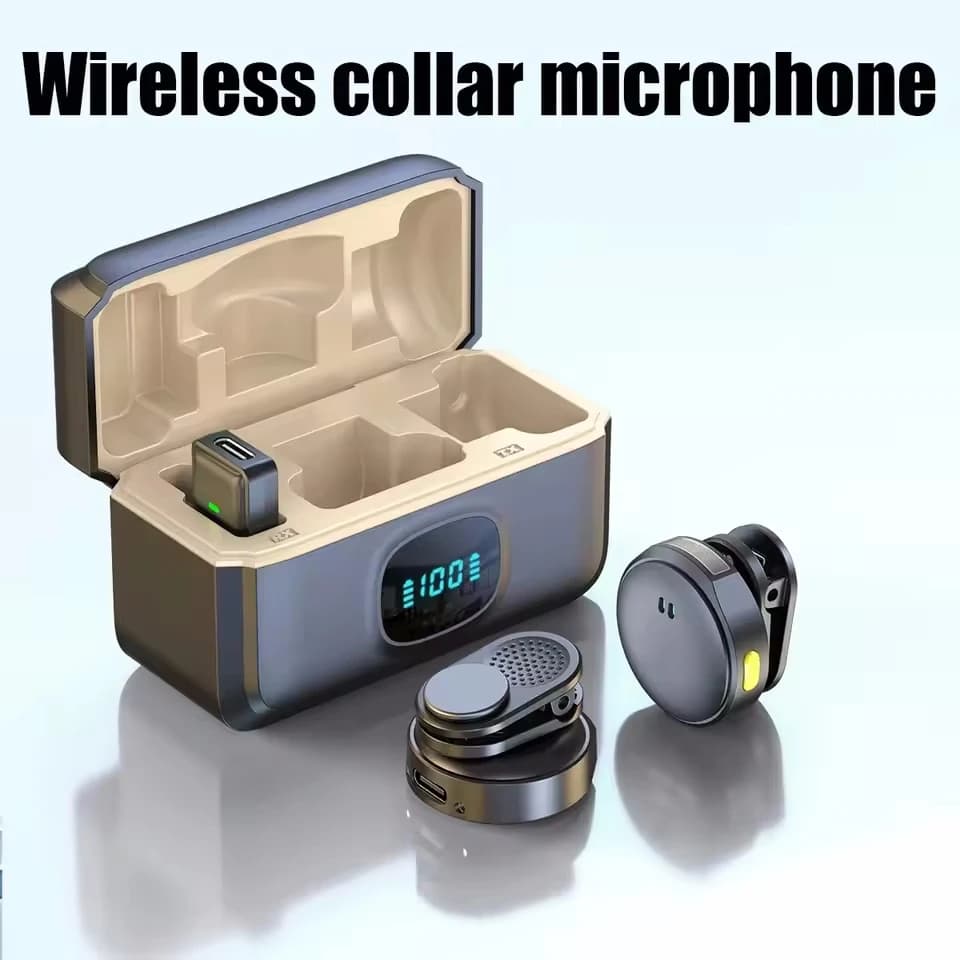 Microfono wireless doppio, lavalier da bavero, professionale, mini, per iPhone, Android, cellulare, PC, microfono audio.