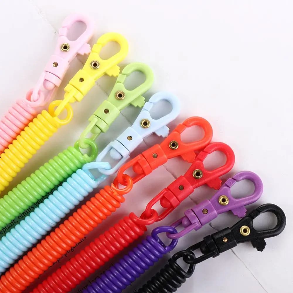 Porta etichette per bagagli ID Etichette chiave Etichette Portachiavi Molle elicoidali retrattili Ganci chiave Portachiavi Portachiavi a molla Bracciale a molla