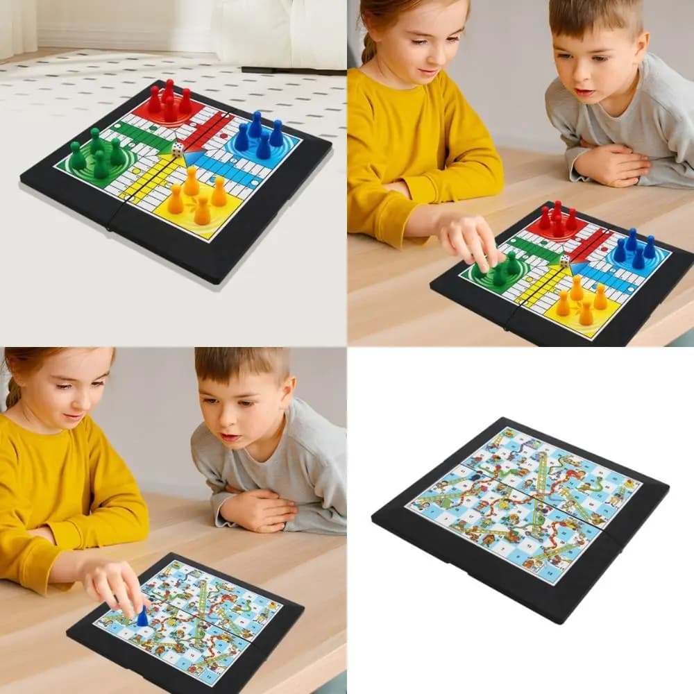Set da gioco Ludo pieghevole classico Gioco di strategia di interazione genitore-figlio Set di scacchi a forma di serpente Giocattolo educativo per adolescenti Bambini