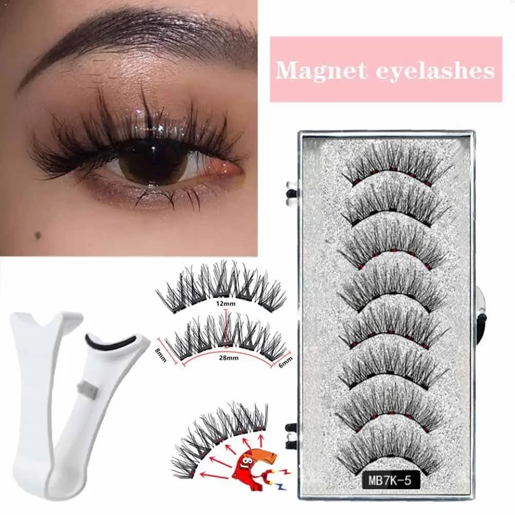 Natural 3D Magnetic Eyelashes, with 5 Magnetic Eyelashes in Gift Packing, Fin Eyelash Hand Made, Reusable, Dropshipping Support T6N2