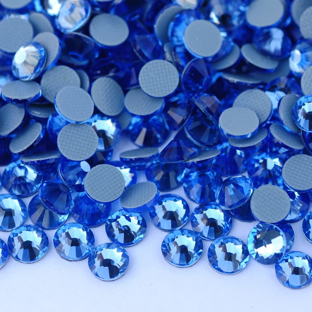 PUBRILEX Light Sapphire Hot-fix Glass Rhinestones Ornament Decoration Flat Iron On Crystal Stones For Bags Clothing Accessories