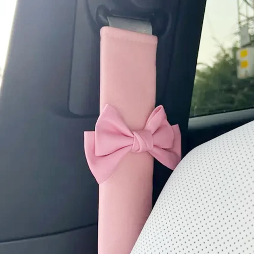 2 pieces Covers car seat belt Papillon Styling Black White Pink Covers car seat belt Spallina Interior accessories