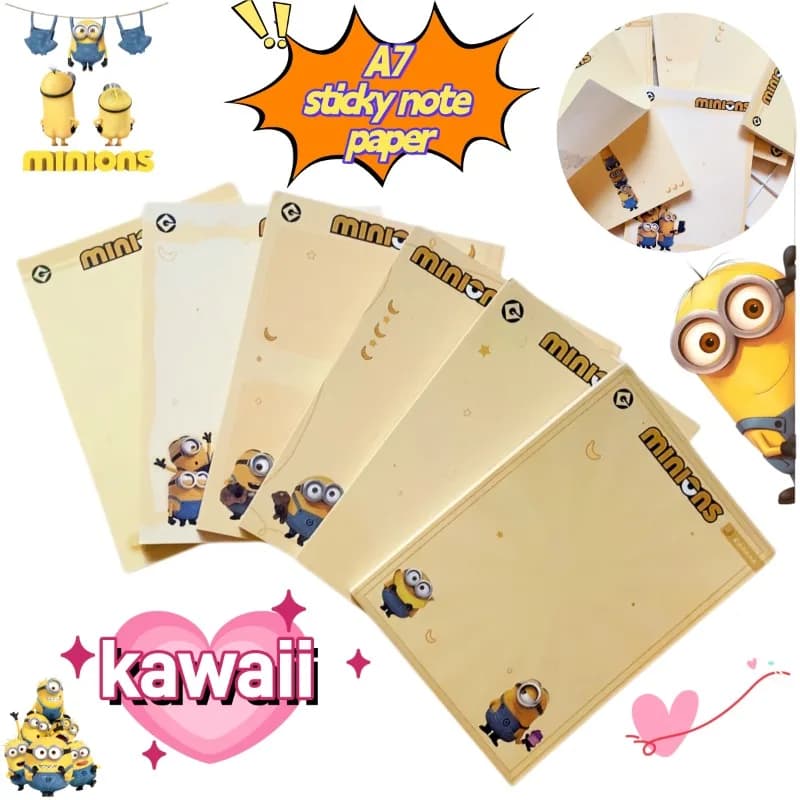 6 pezzi, 50 fogli, Minions, occhi grandi, carino A7, quaderno per messaggi, per studenti creativi, quaderno carino, memo tascabile, materiale per quaderni