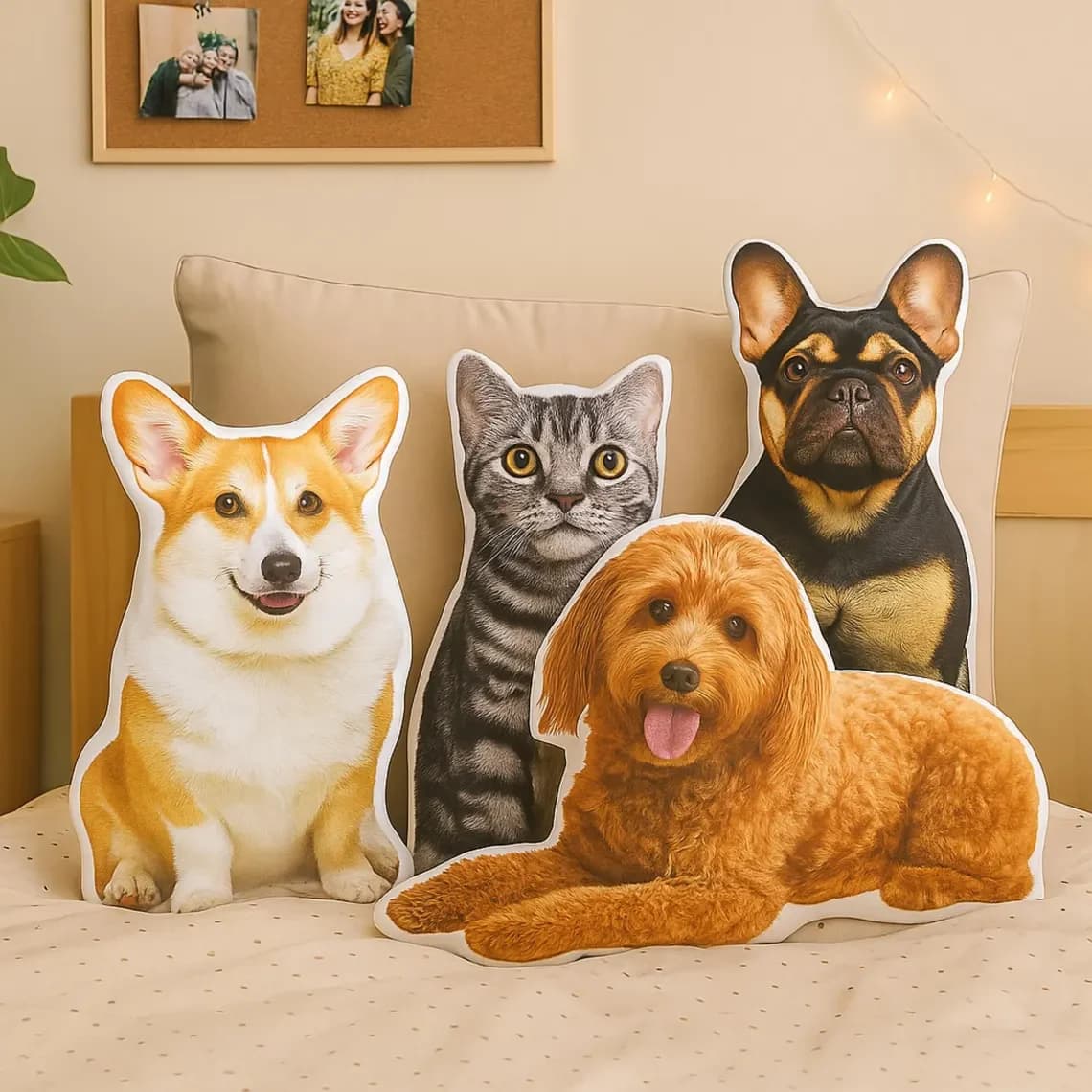 Cuscino fotografico brutto personalizzato per animali domestici realizzato con tappetino in poliestere morbido e confortevole, perfetto per cani e gatti