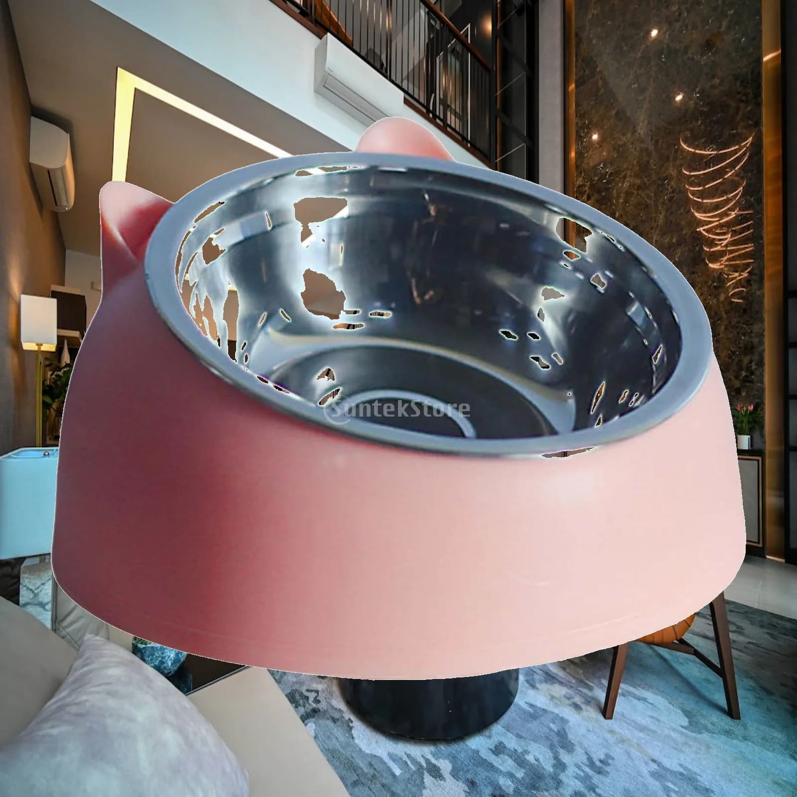 Cat Dog Bowl 15° Raised Stainless Steel Food Feeder Feeding Dish Non Slip Pets Bowls for Small to Large Pets Pet Supplies