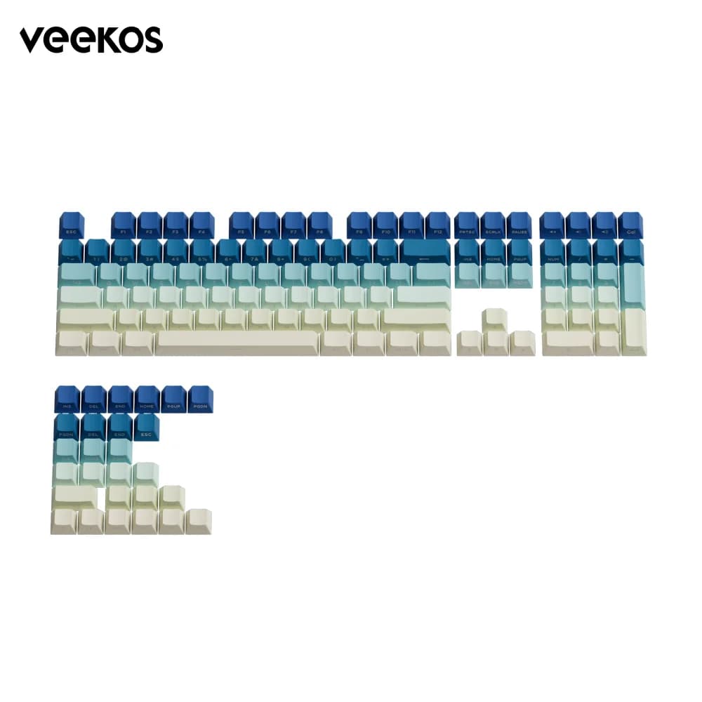 Veekos Set di copritasti stampati lateralmente sfumato Cherry Profile PBT Double Shot 136 tasti per tastiera meccanica personalizzata MX Switch
