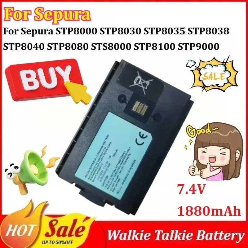 10 batterie da 7.4V 1880mAh per walkie-talkie Sepura STP8000 STP8030 STP8035 STP8038 STP8040 STP8080 STS8000 STP8100 STP9000 SC20