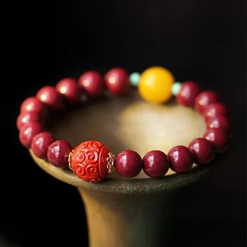 Natural Imperial Purple Gold Sand Bracelet Natural Cinnabar Bracelets for Men and Women Beeswax Bracelets Cinnabar Natural Stone
