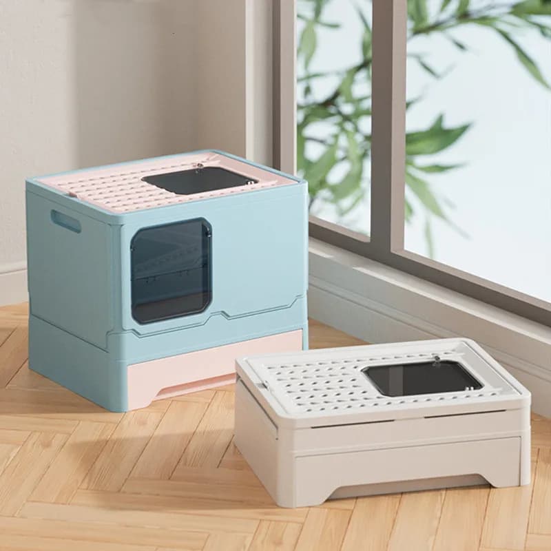 Lettiera per gatti pieghevole Design smontato padelle Sandbox toilette per gatti vassoio alto Extra Large ingresso superiore lettiera merci per gatti