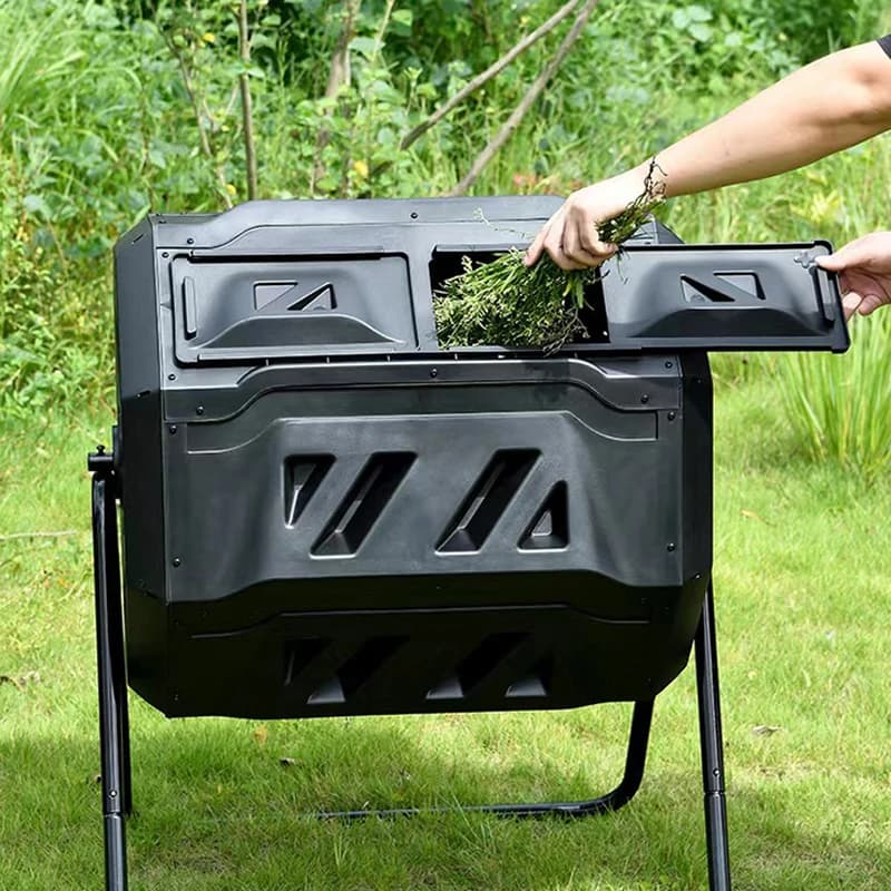 Contenitore per compost da 160 litri Secchio ribaltabile da giardino Scatola per compost da esterno Secchio Preventivo per la corrosione Fermentazione aerobica Rifiuti da cucina