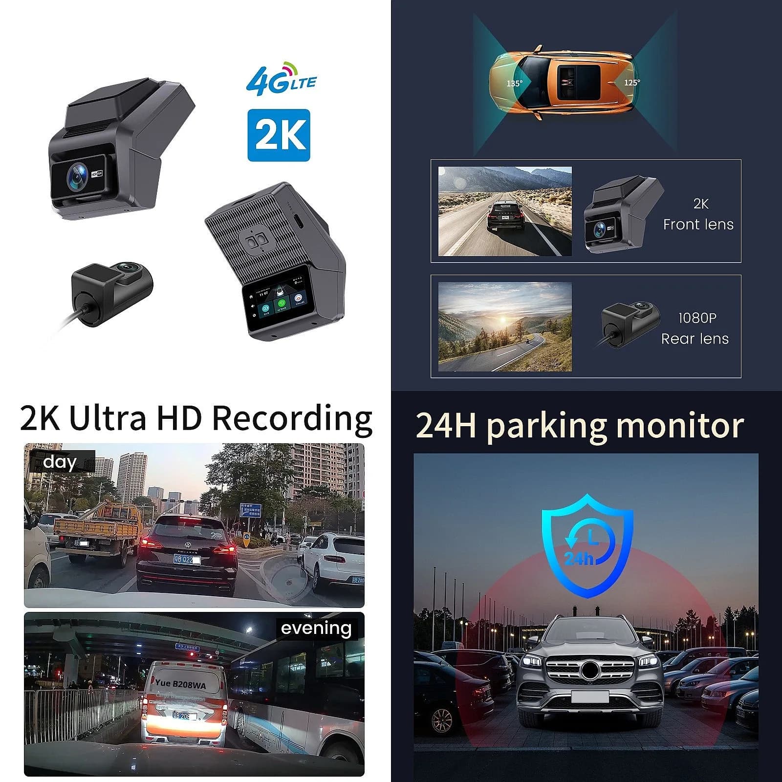 2025 New 4G Remote Monitoring Dash Cam Front and Rear Dual Lens Night Vision