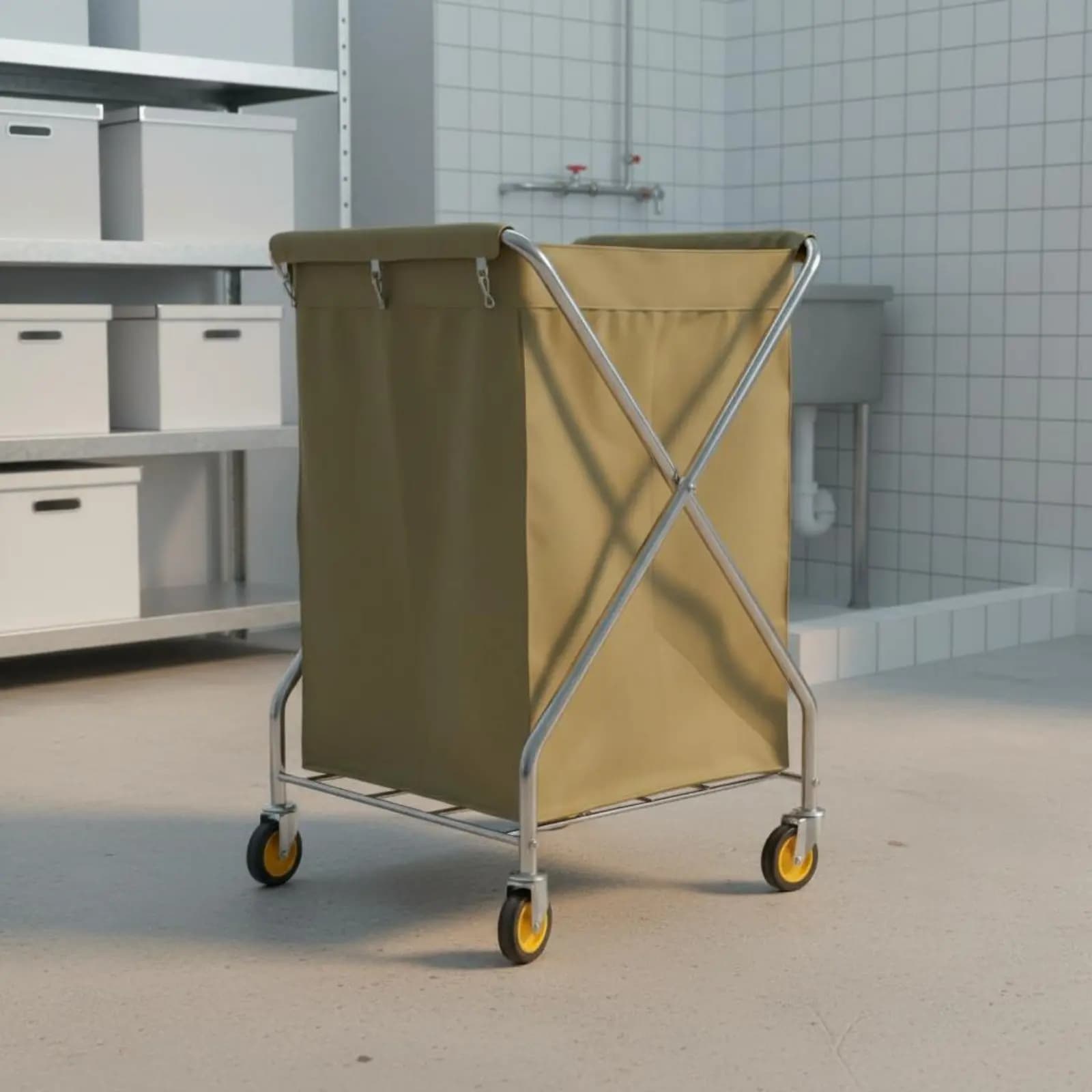 Carrello Professionale per Lavanderia con Ruote, Tela Resistente all'Usura, Carrello per Biancheria da Hotel, Cesto per Biancheria con Ruote, Borsa Rimovibile