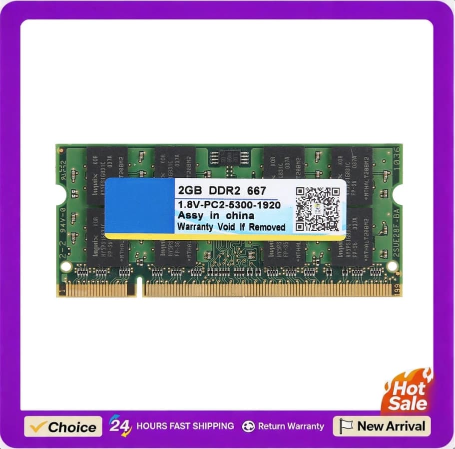 Xiede DDR2 RAM 667MHz 200Pin 2G DDR2 Laptop Memory for Intel/AMD PC2-5300 Laptop Motherboard Memory Laptop Memory Bank