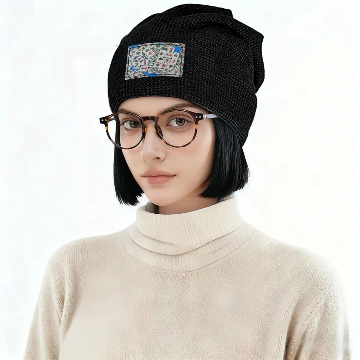 Mahjong Tile Pattern 5 Skullies Berretti Cappelli Caldo Autunno Inverno Berretto da esterno Foderato in pile Berretti per unisex adulto