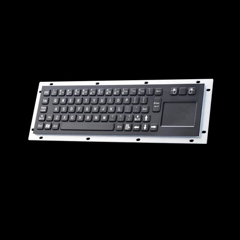 Waterproof Panel Mounting Metal Stainless Steel Industrial Kiosk Black Keyboard with Integrated Touchpad