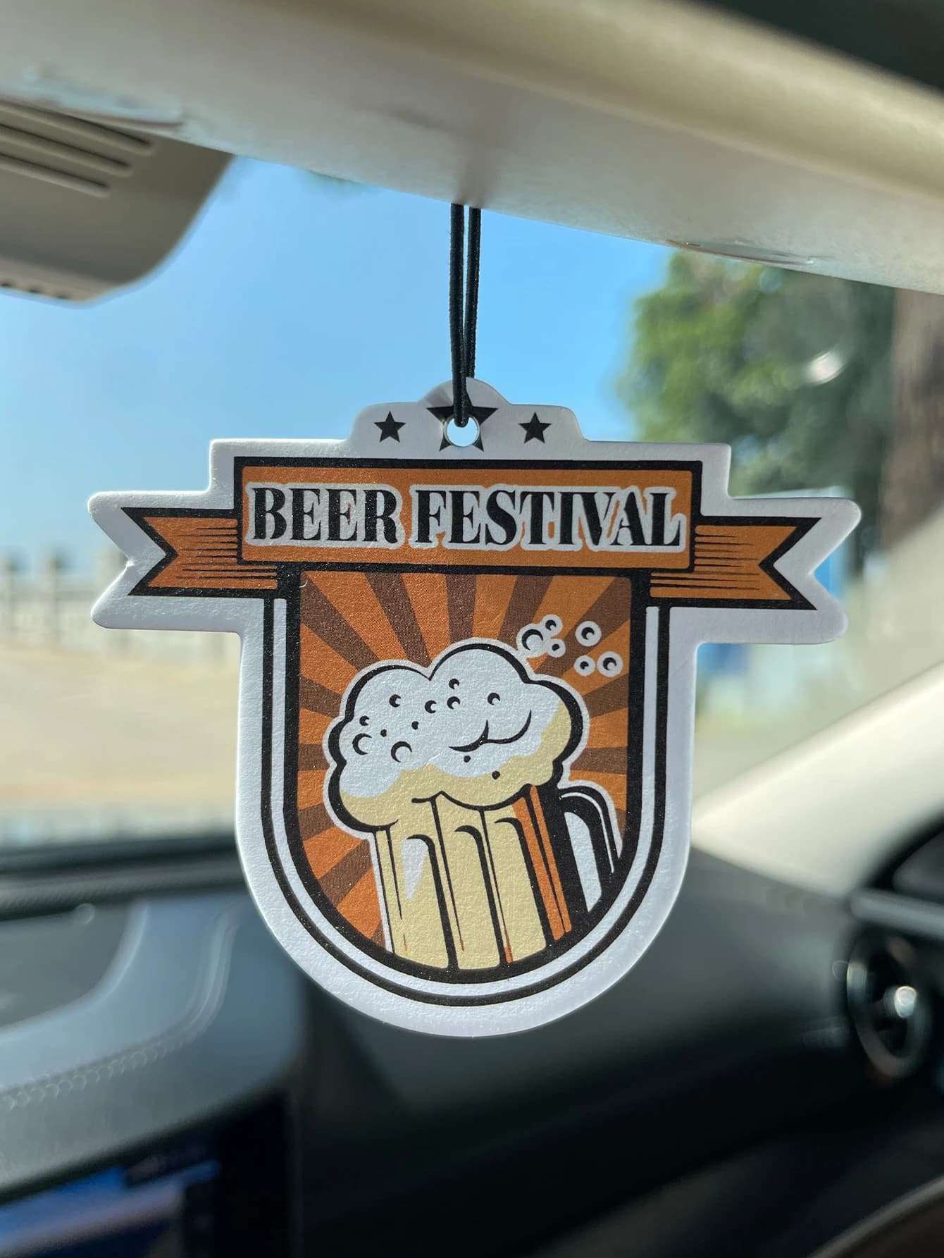 Beer Festival Beer Mug Hanging Car Air Freshener, Natural Plant Extract Fragrance Scent Card, Alcohol-Free Non-Toxic, 60-90 Days