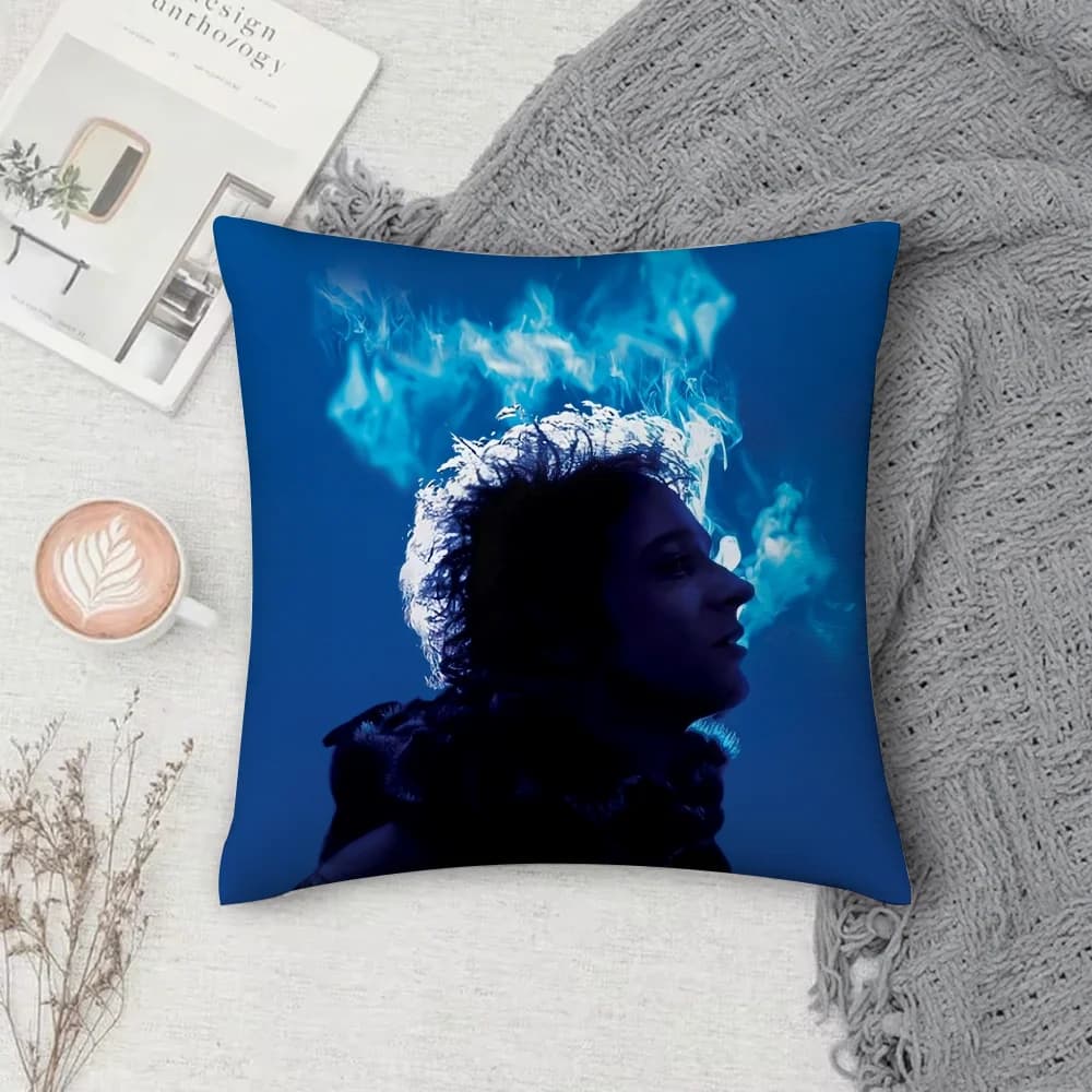 Singer G-Gustavo Cerati pillow case, square, with front-back printing, in short plush, for sofa or bedroom