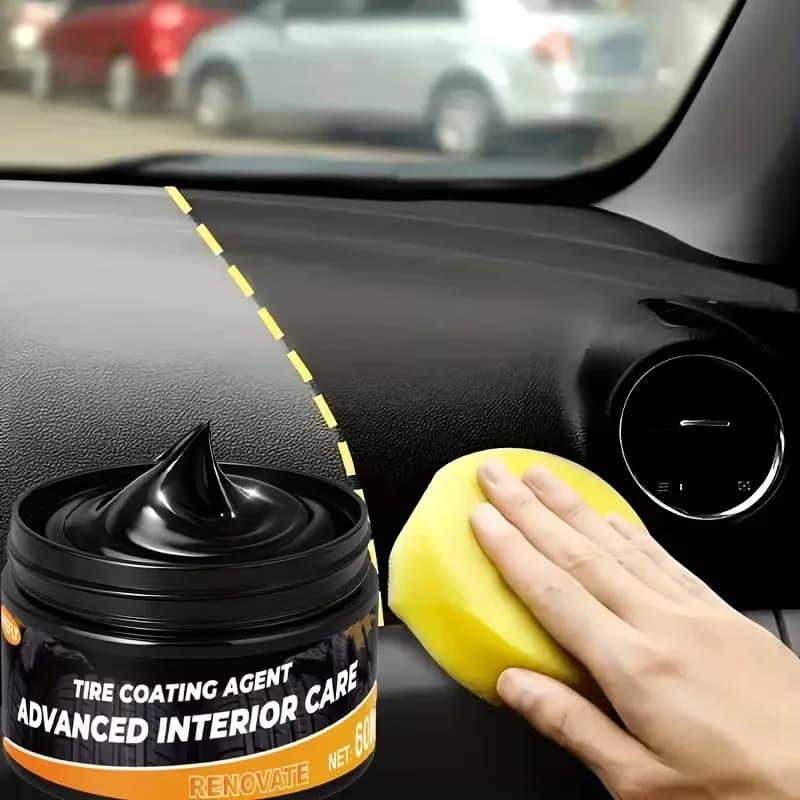 Multi-Functional Car Interior & Exterior Repair Wax with Sponge Brush - Scratch Remover, Plastic Refinishing and Glossy Finish