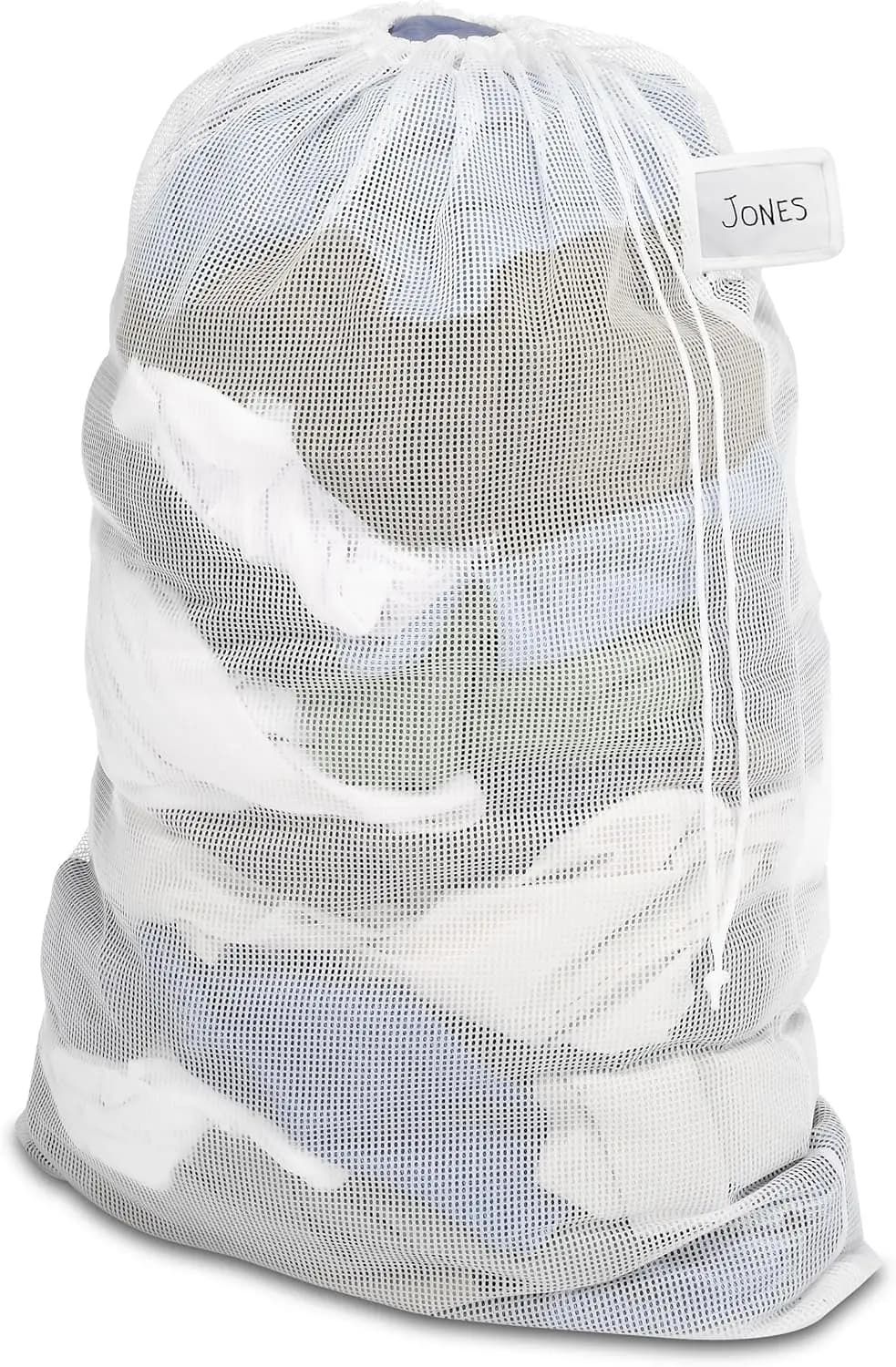Robusta Borsa per Bucato in Rete con Etichetta ID, 24x36 Pollici, Chiusura con Cordoncino, Lavabile in Lavatrice