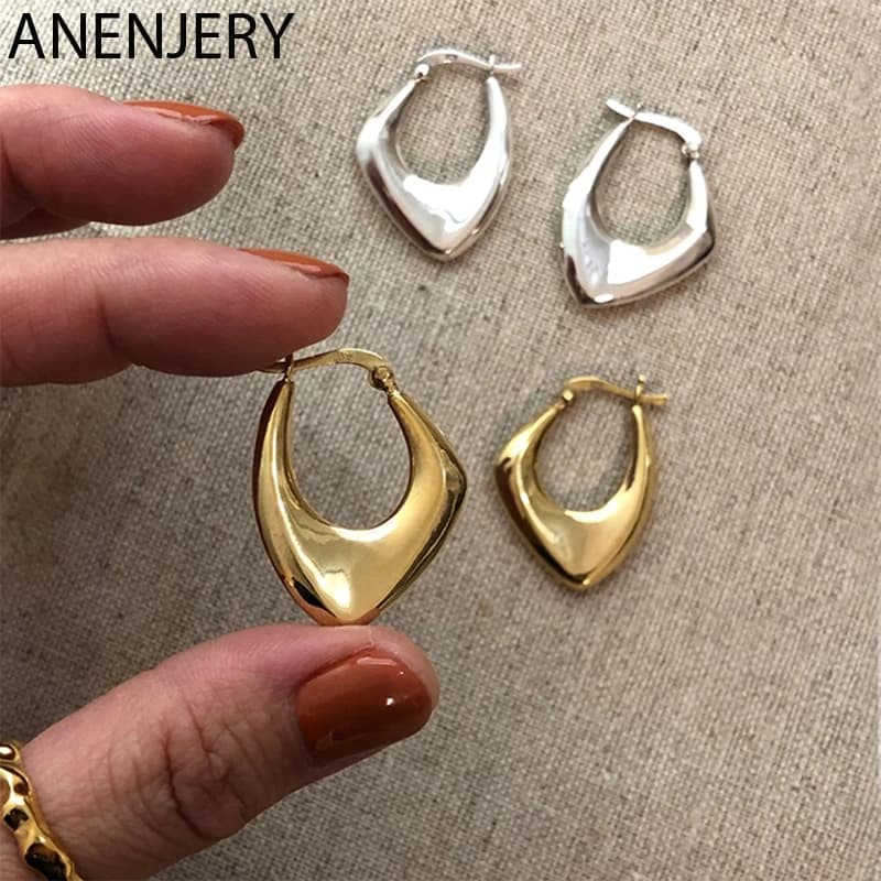 ANENJERY Orecchini a cerchio geometrici color argento per donna Uomo Orecchini irregolari Gioielli quotidiani 2022 Nuovo