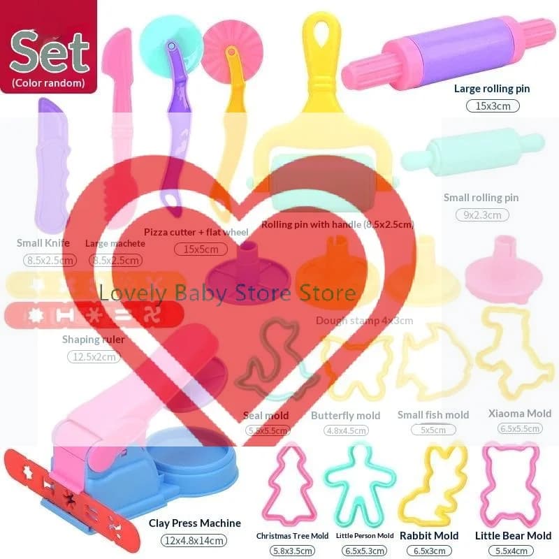 【BS】Fun Play Tools Kit For Kids Children Toddlers Playdough Extruders Knives Rollers Cutters Plasticine Clay Accessories Toy