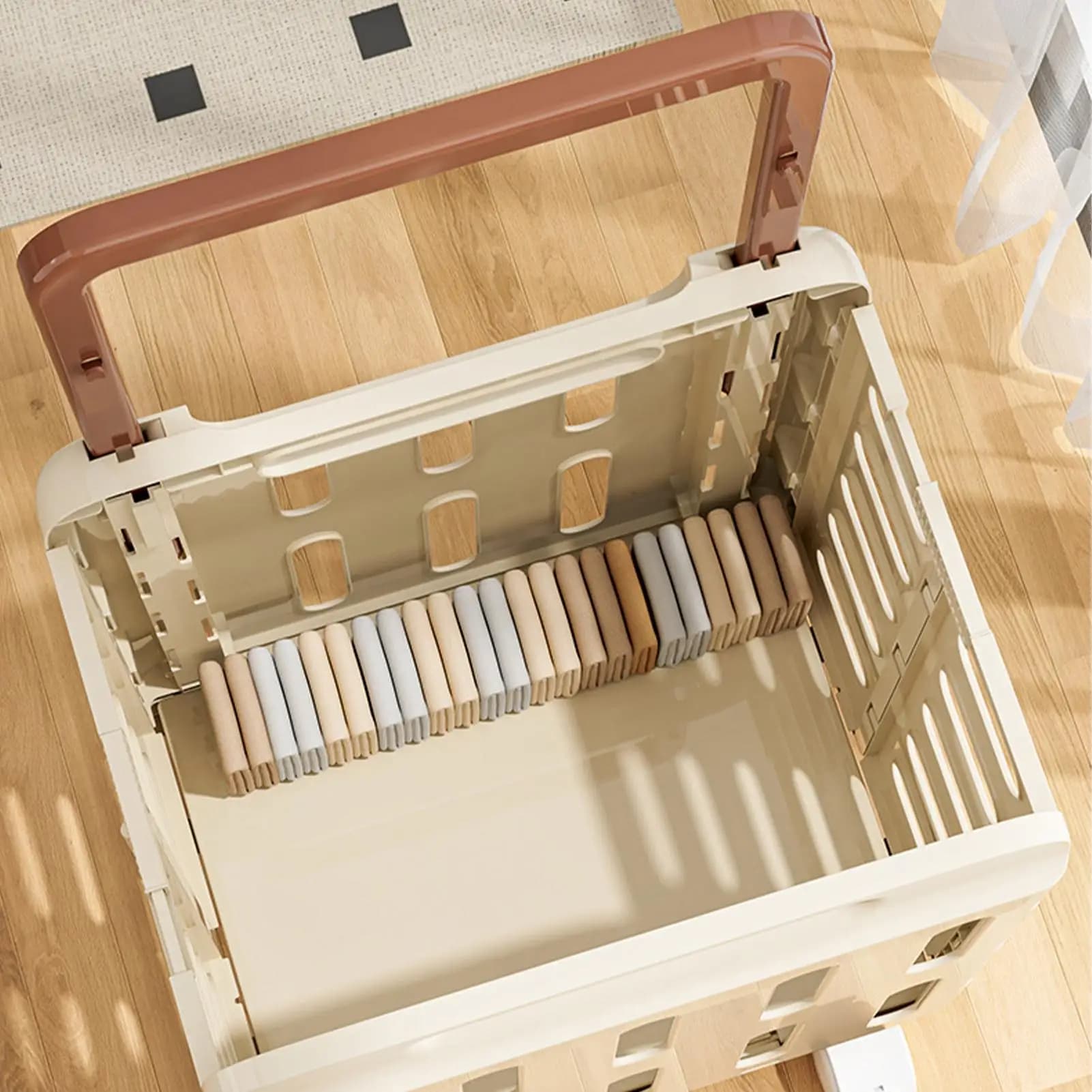 Rolling Laundry Hamper Travel Laundry Basket With Handle Double Layer Hamper Clothes Storage With Wheels For Socks Underwear